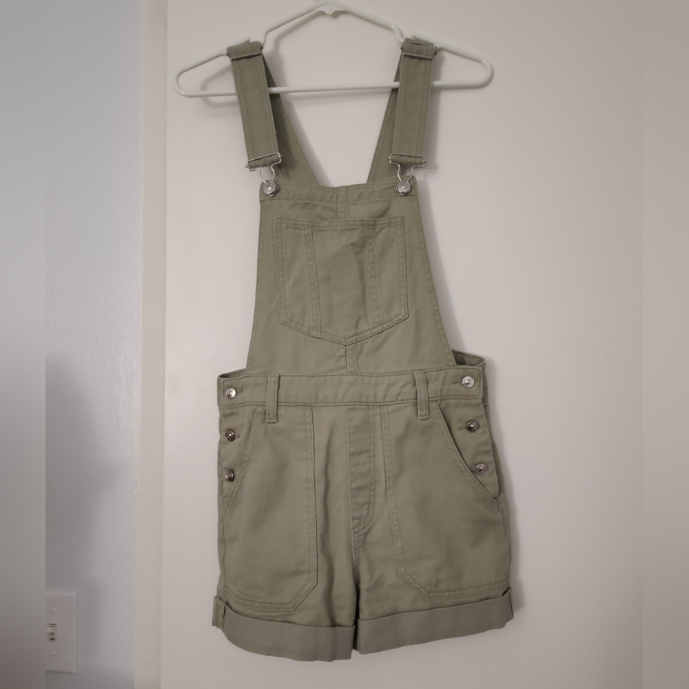 Green overall shorts